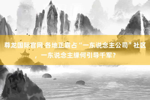 尊龙国际官网 各地正霸占“一东说念主公司”社区，一东说念主缘何引导千军？