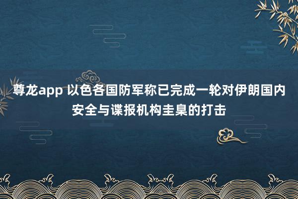 尊龙app 以色各国防军称已完成一轮对伊朗国内安全与谍报机构圭臬的打击