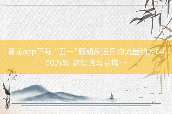 尊龙app下载 “五一”假期高速日均流量约为6400万辆 这些路段易堵→