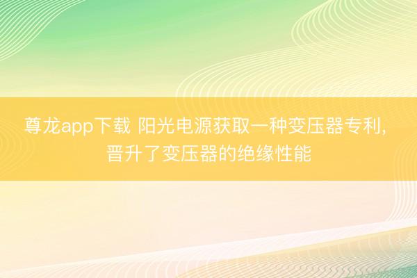 尊龙app下载 阳光电源获取一种变压器专利, 晋升了变压器的绝缘性能