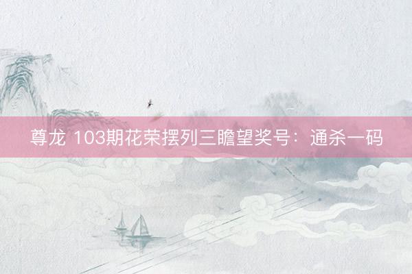 尊龙 103期花荣摆列三瞻望奖号：通杀一码
